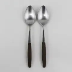 2 Interpur Royal Elegance Pattern SS Rosewood Handle Teaspoons 6.5" Rare Item