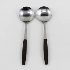 2 Interpur Royal Elegance Pattern SS Rosewood Handle Sugar Spoons 6" Rare HTF