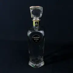 Vintage Glass Calvert Extra Whiskey Bottle With Stopper And Tax Stickers