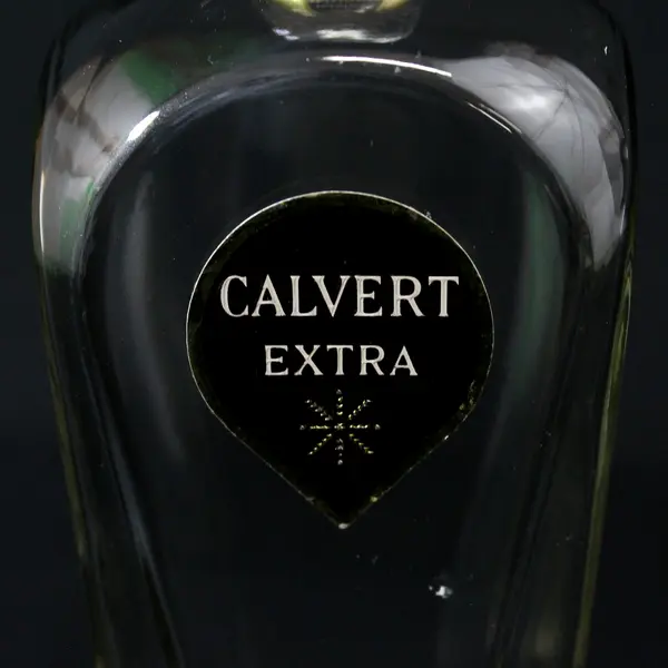 Vintage Glass Calvert Extra Whiskey Bottle With Stopper And Tax Stickers