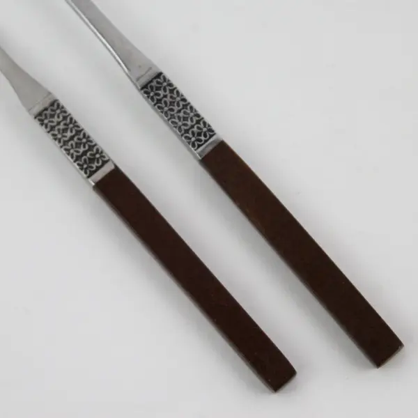 2 Unique Northland Oneida Anticipation SS Wood Handle Cocktail Fork Tea Spoon