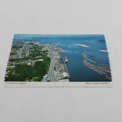 Vintage North Bend Oregon Birds Eye Aerial View Color Postcard Port Coos Bay 