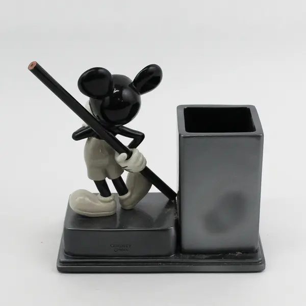 New Mickey Mouse Silver & Black Pencil Holder Disney Desk Organizer