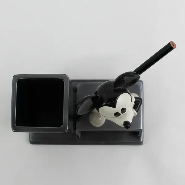 New Mickey Mouse Silver & Black Pencil Holder Disney Desk Organizer