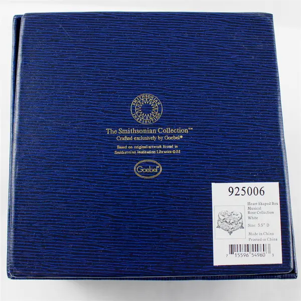 Smithsonian Collection by Goebel Heart-Shaped Musical Trinket Box White Rose