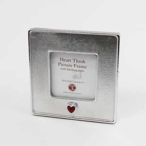 Department 56 Heart Throb Silver Picture Frame Blinking Light New