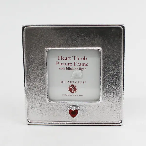 Department 56 Heart Throb Silver Picture Frame Blinking Light New