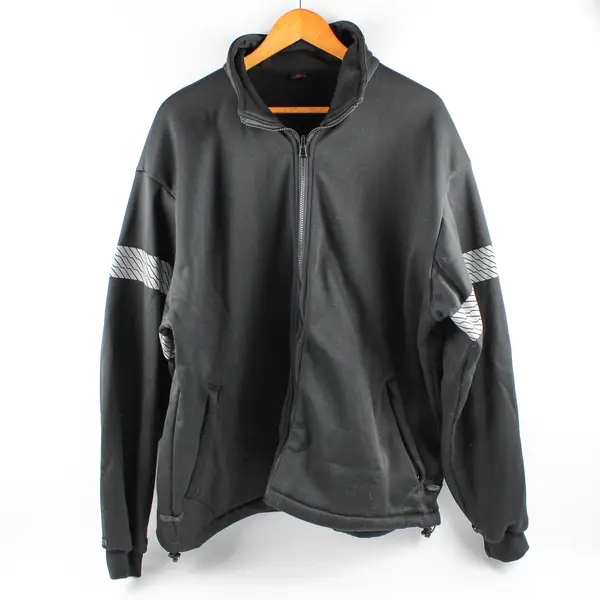 GSS Men's XL Black & Silver Full Zip Collared Safety Fleece Jacket