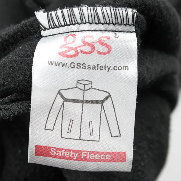 GSS Men's XL Black & Silver Full Zip Collared Safety Fleece Jacket