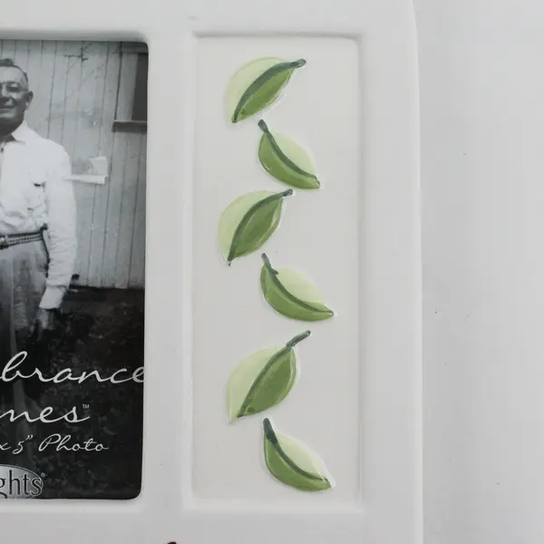 New Grandfather Remembrance Frame White Green Leaves 3.5x5 Memorial