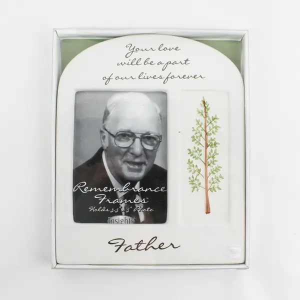 Father Remembrance Frame White Tree Motif Memorial Photo Frame