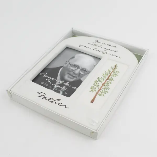 Father Remembrance Frame White Tree Motif Memorial Photo Frame