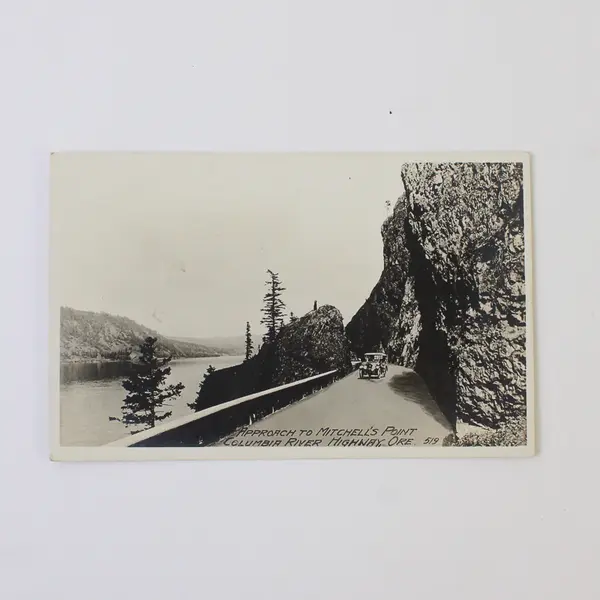 Approach To Mitchell's Point Tunnel Columbia River Highway Oregon RPPC Postcard