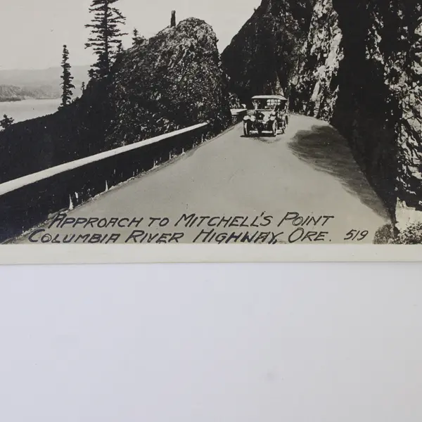 Approach To Mitchell's Point Tunnel Columbia River Highway Oregon RPPC Postcard