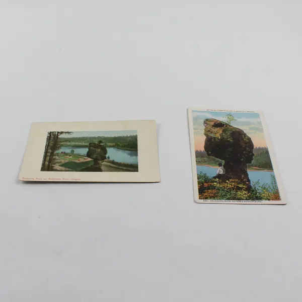 Lot Of 2 Balancing Rock On Willamette River Oregon Color Litho Postcards