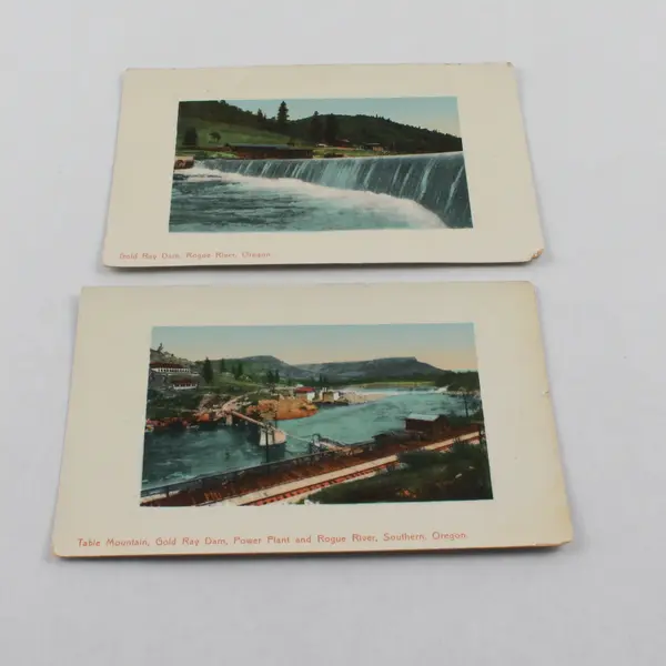 Lot Of 2 Gold Ray Dam Rogue River Oregon Color Litho Postcards