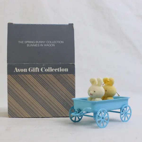 Avon Gift "The Spring Bunny Collection Bunnies In Wagon" Hanging Ornament