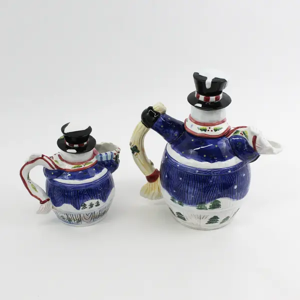 Ceramic Snowman Teapot And Matching Creamer