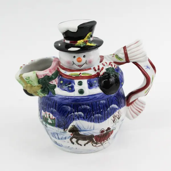 Ceramic Snowman Teapot And Matching Creamer
