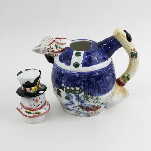 Ceramic Snowman Teapot And Matching Creamer