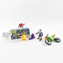 Lot of 7 Assorted Small Toys Mixed Figures & Accessories Glow in the Dark Planet