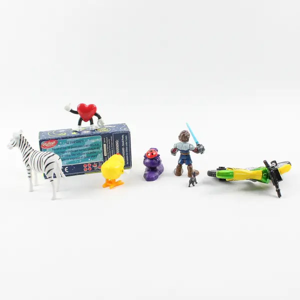 Lot of 7 Assorted Small Toys Mixed Figures & Accessories Glow in the Dark Planet