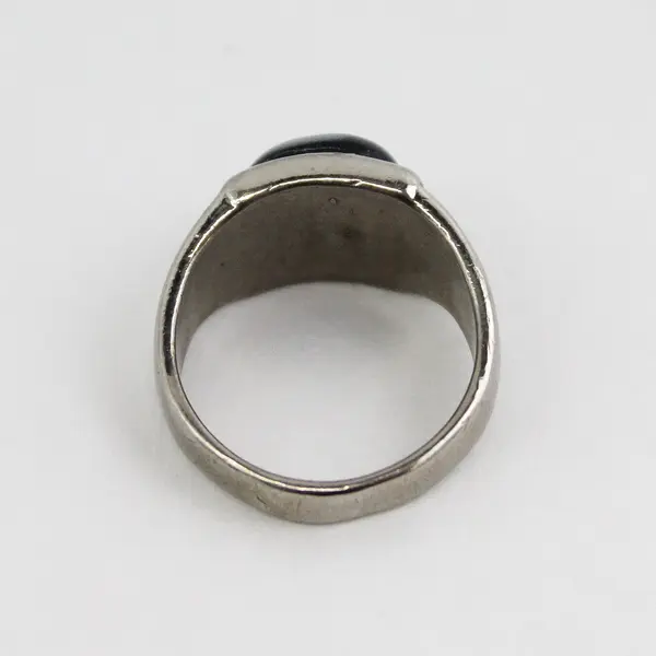 Silver Tone Blue Hawk Eye or Cat's Eye Ring Size 7.75