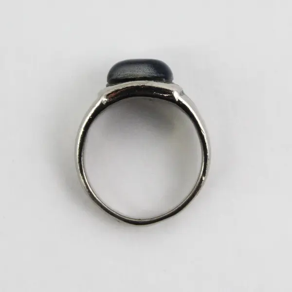 Silver Tone Blue Hawk Eye or Cat's Eye Ring Size 7.75