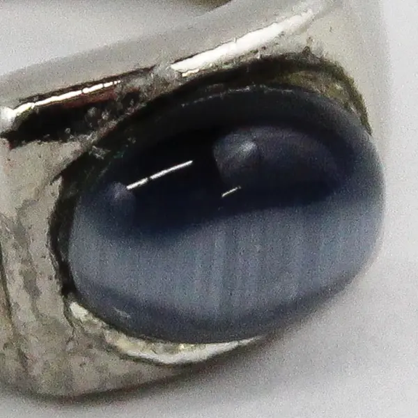 Silver Tone Blue Hawk Eye or Cat's Eye Ring Size 7.75
