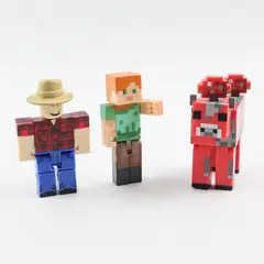 Lot of 3 Minecraft Figures Action Figures Movable Parts
