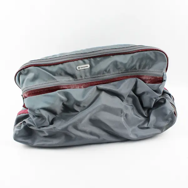 Samsonite Duffle Bag Grey Maroon Travel Gym Shoulder Strap Men's
