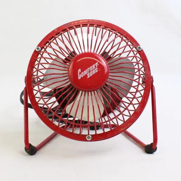 Comfort Zone Red Metal Small Personal Desk Fan 1 Speed (Tested & Works)