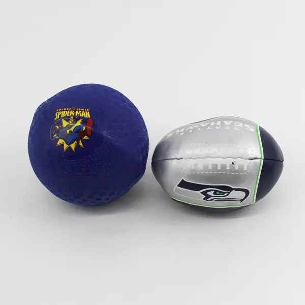 Lot of 2 Miniature Toy Balls Seattle Seahawks Football & Spider-Man