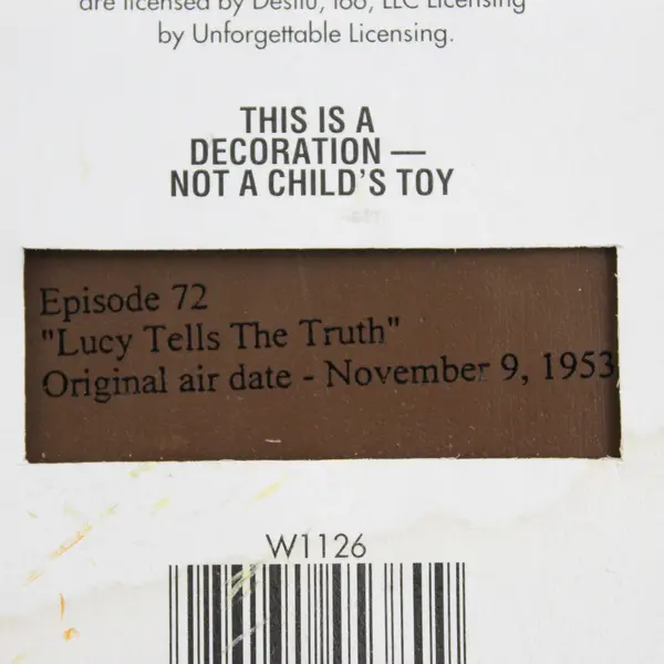 Kurt Adler I Love Lucy  Episode 72 Lucy Tells The Truth Ornament