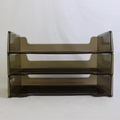 Lot Of 3 Matching Rubbermaid Clear Brown Plastic Stackable Document Trays