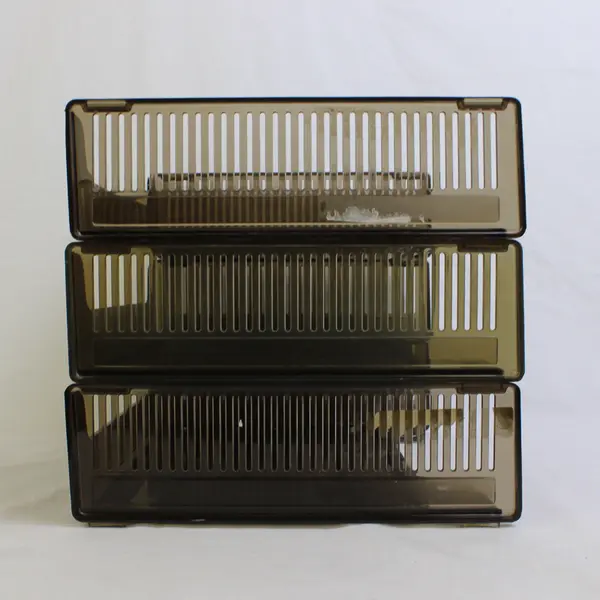 Lot Of 3 Matching Rubbermaid Clear Brown Plastic Stackable Document Trays