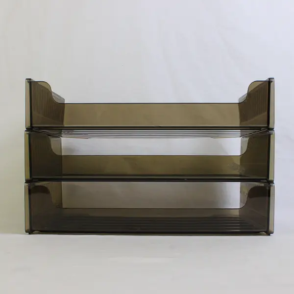 Lot Of 3 Matching Rubbermaid Clear Brown Plastic Stackable Document Trays