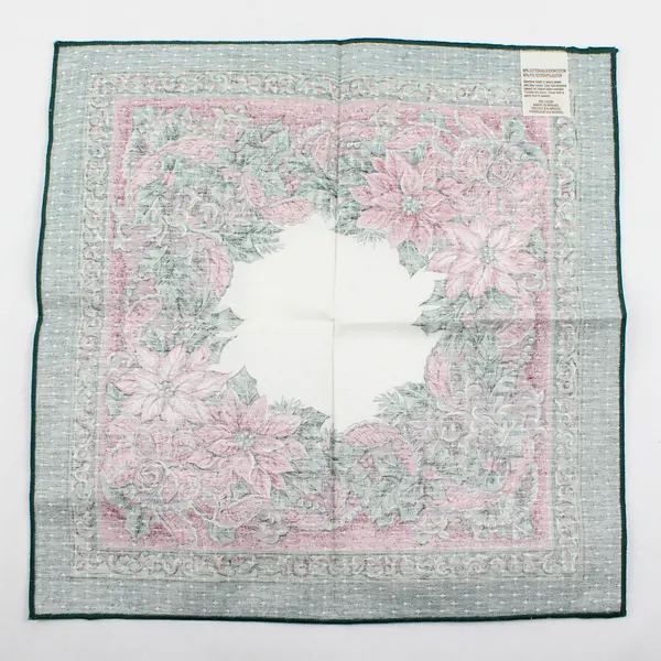 Lot Of 4 Unbranded Green/Red/White Poinsettia Pattern Square Placemats 17" x 17"