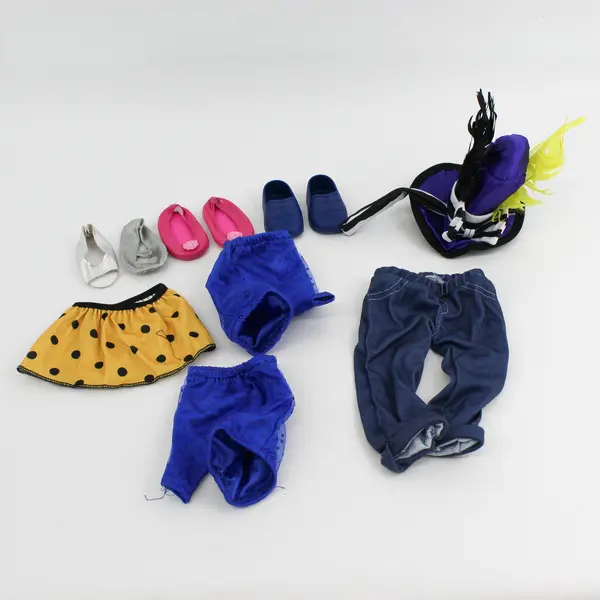 Lot of Assorted Doll Clothes & Shoes, Mixed Styles & Sizes