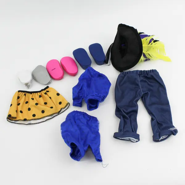 Lot of Assorted Doll Clothes & Shoes, Mixed Styles & Sizes