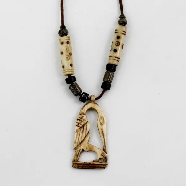 Handcrafted Tribal Bird Pendant Necklace Artisan Rustic Statement Lightweight