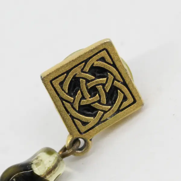 Vintage Gold Tone Celtic Knotwork Earrings with Burnished Beads