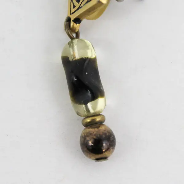 Vintage Gold Tone Celtic Knotwork Earrings with Burnished Beads