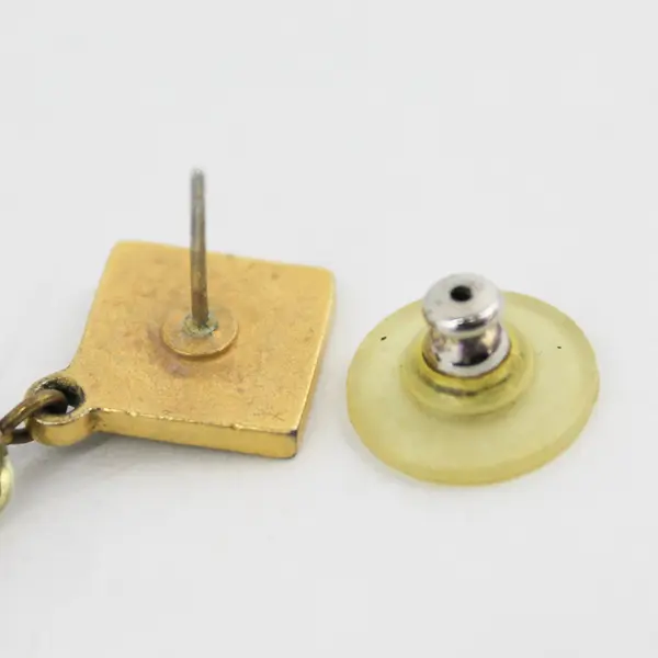 Vintage Gold Tone Celtic Knotwork Earrings with Burnished Beads