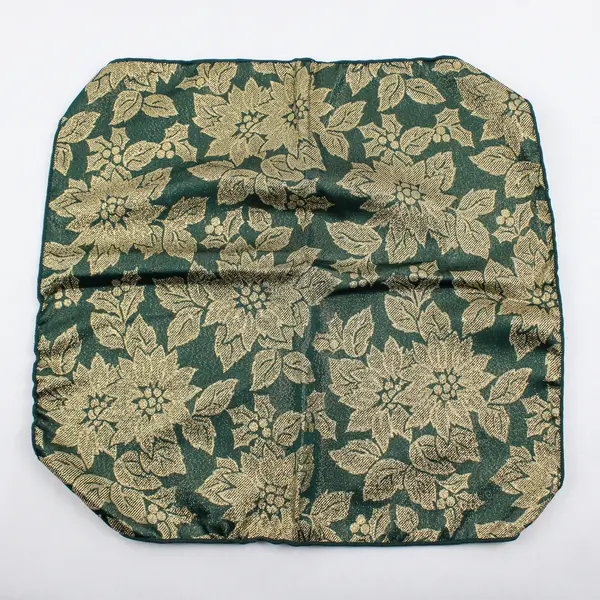  Lot Of 12 Unbranded Fabric Green/Gold Poinsettia Pattern 6 Placemats 6 Napkins