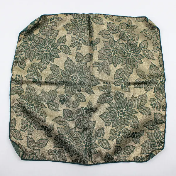  Lot Of 12 Unbranded Fabric Green/Gold Poinsettia Pattern 6 Placemats 6 Napkins