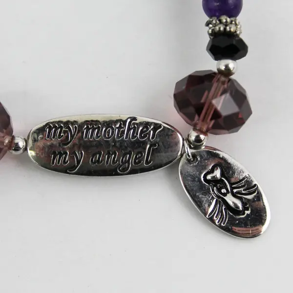 Purple Glass Bead Memorial Bracelet My Mother My Angel Sentimental Keepsake