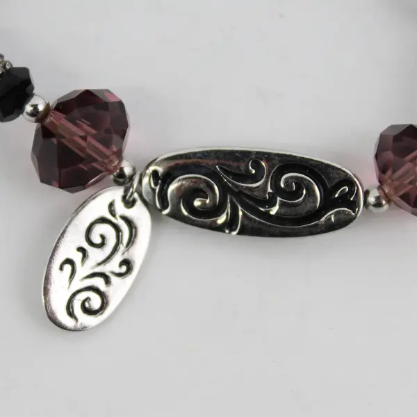 Purple Glass Bead Memorial Bracelet My Mother My Angel Sentimental Keepsake