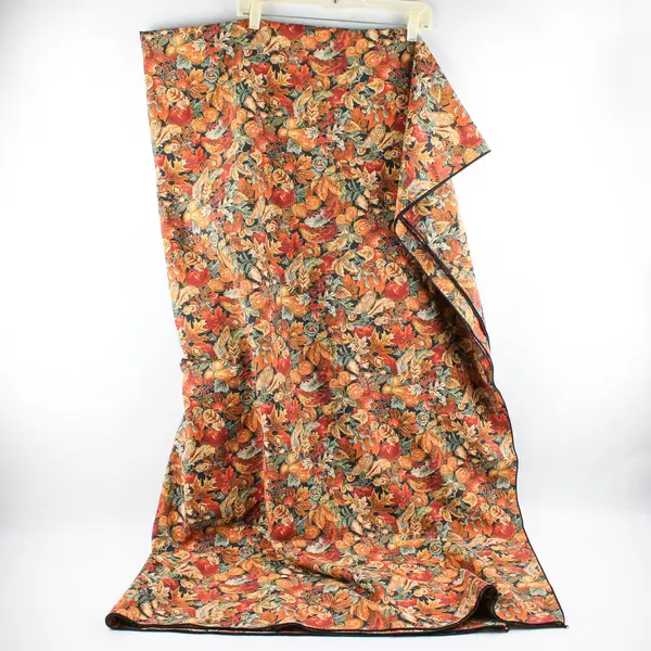 Unbranded Orange/Green Fall Leaves & Apple Pattern Fabric Tablecloth 59" x 100"