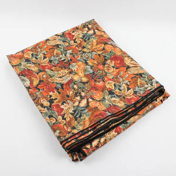 Unbranded Orange/Green Fall Leaves & Apple Pattern Fabric Tablecloth 59" x 100"